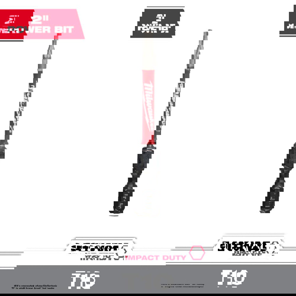 Power & Impact Screwdriver Bits & Holders; Bit Type: Torx; Power Bit ; Drive Size: 1/4 ; Overall Length (Inch): 2 ; Hex Size (Inch): 1/4 ; Magnetic: No ; Torx Size: T10